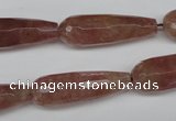 CBQ275 15.5 inches 10*30mm faceted teardrop strawberry quartz beads