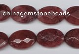 CBQ278 15.5 inches 13*18mm faceted oval strawberry quartz beads