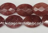 CBQ279 15.5 inches 15*20mm faceted oval strawberry quartz beads