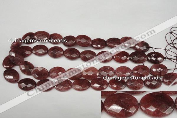 CBQ279 15.5 inches 15*20mm faceted oval strawberry quartz beads