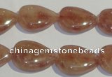 CBQ28 15.5 inches 15*20mm flat teardrop strawberry quartz beads