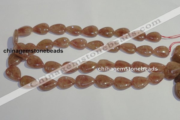 CBQ28 15.5 inches 15*20mm flat teardrop strawberry quartz beads