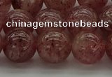 CBQ304 15.5 inches 12mm round natural strawberry quartz beads