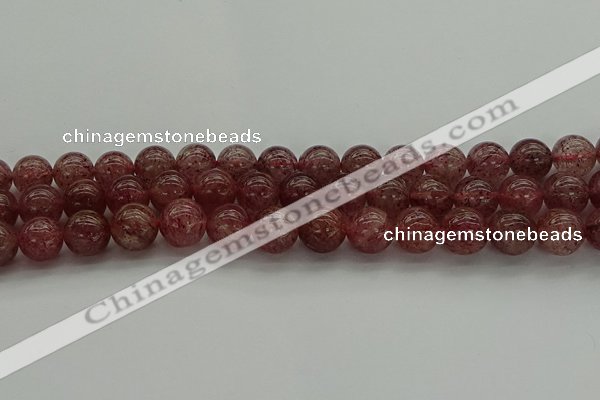 CBQ313 15.5 inches 10mm round natural strawberry quartz beads