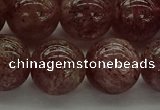 CBQ315 15.5 inches 14mm round natural strawberry quartz beads