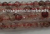 CBQ320 15.5 inches 4mm faceted round strawberry quartz beads