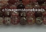 CBQ321 15.5 inches 6mm faceted round strawberry quartz beads