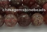 CBQ323 15.5 inches 10mm faceted round strawberry quartz beads