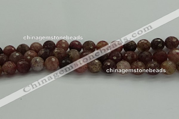 CBQ324 15.5 inches 12mm faceted round strawberry quartz beads