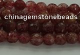 CBQ330 15.5 inches 4mm faceted round strawberry quartz beads