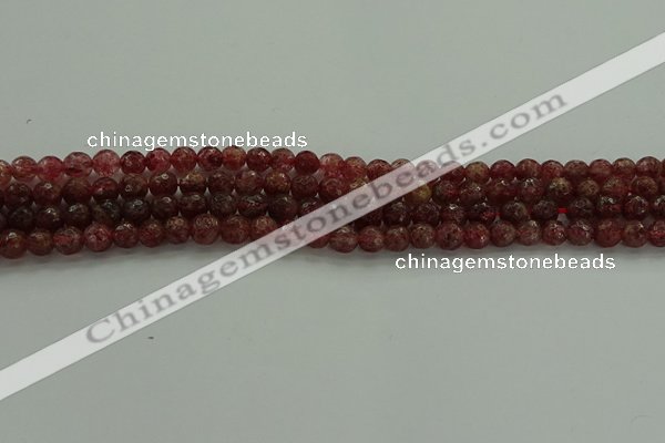 CBQ330 15.5 inches 4mm faceted round strawberry quartz beads