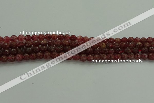 CBQ331 15.5 inches 6mm faceted round strawberry quartz beads