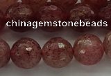 CBQ333 15.5 inches 10mm faceted round strawberry quartz beads