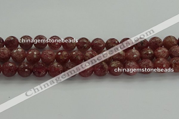 CBQ334 15.5 inches 12mm faceted round strawberry quartz beads