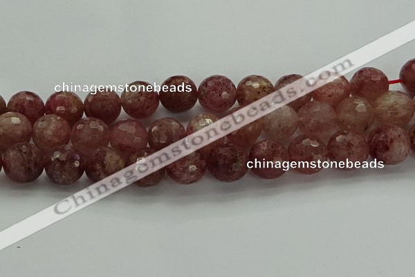 CBQ335 15.5 inches 14mm faceted round strawberry quartz beads