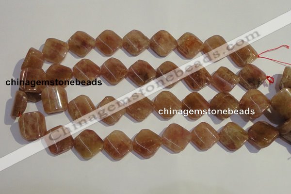 CBQ35 15.5 inches 18*18mm faceted diamond strawberry quartz beads