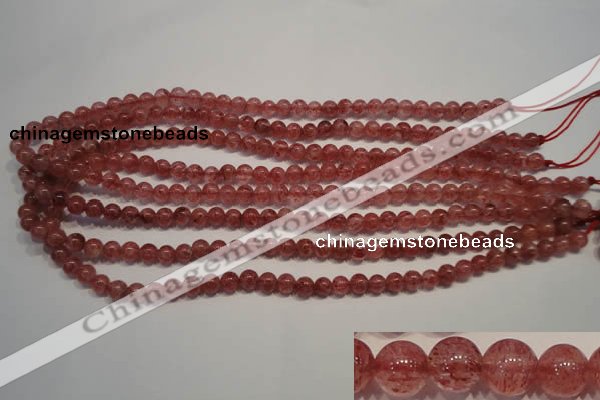 CBQ351 15.5 inches 6mm round natural strawberry quartz beads