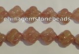 CBQ36 15.5 inches 11mm carved flower strawberry quartz beads