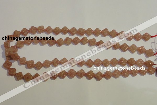 CBQ36 15.5 inches 11mm carved flower strawberry quartz beads