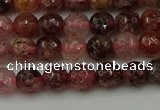 CBQ411 15.5 inches 6mm faceted round strawberry quartz beads