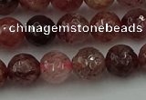 CBQ412 15.5 inches 8mm faceted round strawberry quartz beads