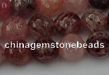 CBQ413 15.5 inches 10mm faceted round strawberry quartz beads