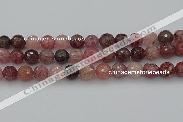 CBQ415 15.5 inches 14mm faceted round strawberry quartz beads