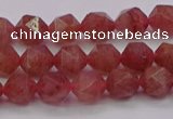 CBQ431 15.5 inches 6mm faceted nuggets strawberry quartz beads