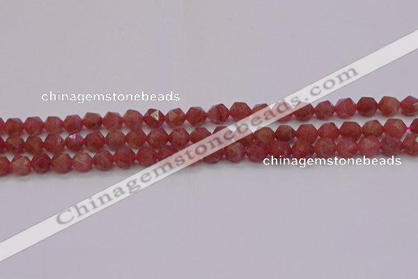 CBQ431 15.5 inches 6mm faceted nuggets strawberry quartz beads