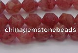 CBQ432 15.5 inches 8mm faceted nuggets strawberry quartz beads