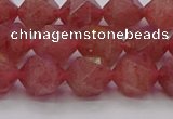 CBQ433 15.5 inches 10mm faceted nuggets strawberry quartz beads