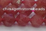 CBQ434 15.5 inches 12mm faceted nuggets strawberry quartz beads