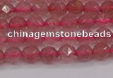 CBQ436 15.5 inches 6mm faceted nuggets strawberry quartz beads