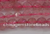 CBQ437 15.5 inches 8mm faceted nuggets strawberry quartz beads