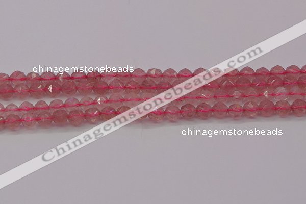 CBQ437 15.5 inches 8mm faceted nuggets strawberry quartz beads