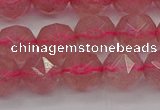 CBQ438 15.5 inches 10mm faceted nuggets strawberry quartz beads