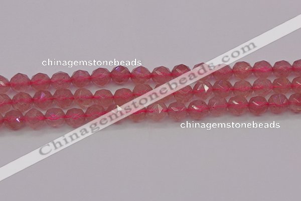 CBQ438 15.5 inches 10mm faceted nuggets strawberry quartz beads