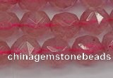 CBQ439 15.5 inches 12mm faceted nuggets strawberry quartz beads