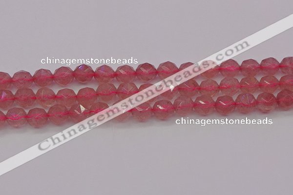 CBQ439 15.5 inches 12mm faceted nuggets strawberry quartz beads