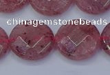 CBQ462 15.5 inches 16mm faceted coin strawberry quartz beads