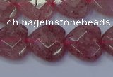 CBQ469 15.5 inches 12mm faceted heart strawberry quartz beads