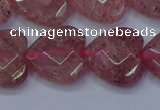 CBQ470 15.5 inches 14mm faceted heart strawberry quartz beads
