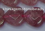 CBQ472 15.5 inches 18mm faceted heart strawberry quartz beads