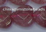 CBQ473 15.5 inches 20mm faceted heart strawberry quartz beads