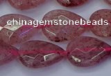 CBQ478 15.5 inches 13*18mm faceted flat teardrop strawberry quartz beads