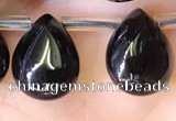 CBQ510 Top drilled 9*12mm flat teardrop natural black quartz beads