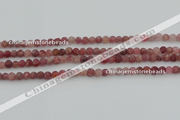 CBQ660 15.5 inches 6mm round matte strawberry quartz beads