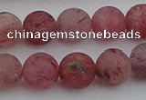 CBQ662 15.5 inches 10mm round matte strawberry quartz beads