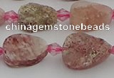 CBQ668 15.5 inches 8*12mm flat teardrop matte strawberry quartz beads