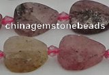 CBQ669 15.5 inches 10*15mm flat teardrop matte strawberry quartz beads